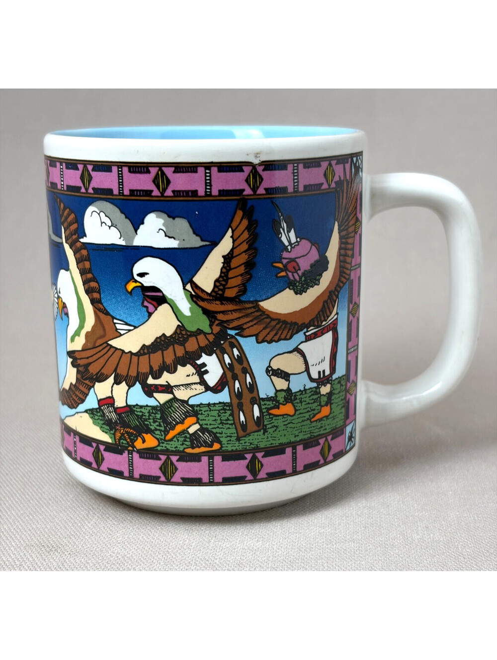 Vintage Rod Velarde Jicarilla Apache Eagle Dancer Grand Canyon Coffee Mug Cup